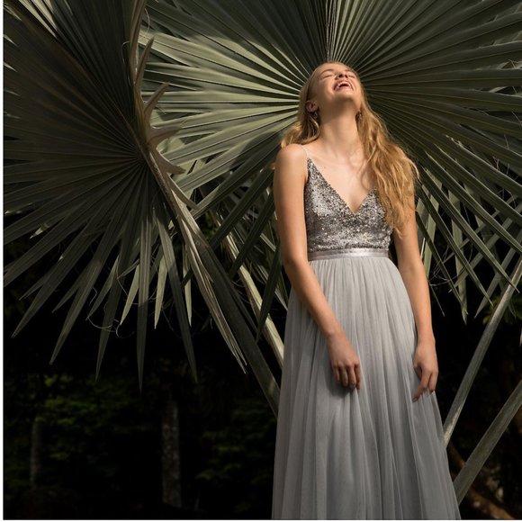 BHLDN | Beaded Tulle Avery Gown in Midnight | NWT - Picture 6 of 8